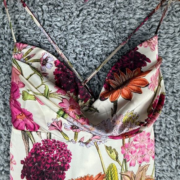 Katie Mae Tara Dress XL Pink Daisy Floral Print Maxi Dress Satin Gown MSRP $298 - Picture 7 of 14